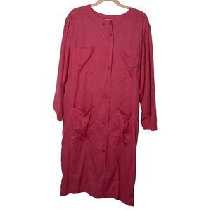 Strenesse Vintage Womens Midi Shift Dress Size 10 Pink Button Front Cotton